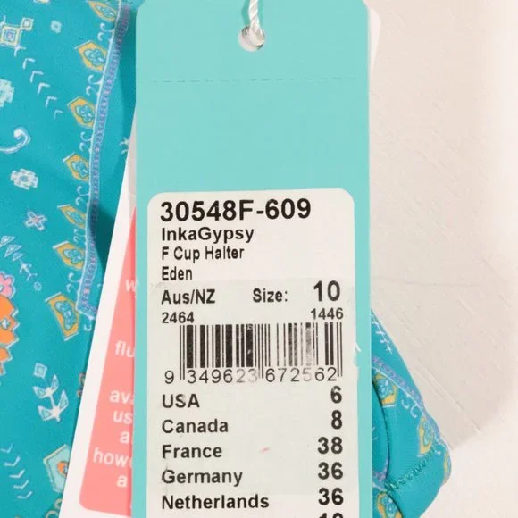 NWT Seafolly Inka Gypsy F Cup Halter Bralette Bikini Top - Picture 12 of 13